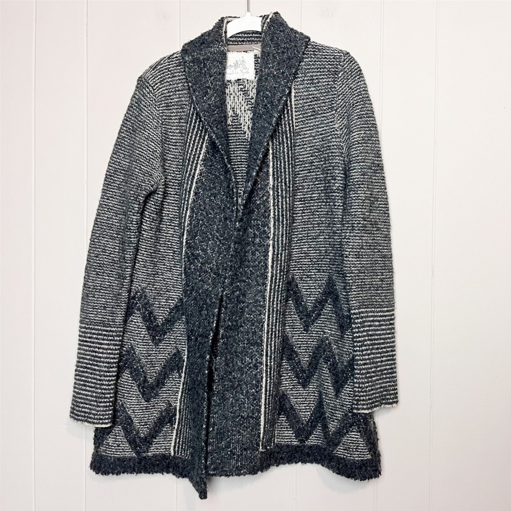 Anthropologie‎ Angel of the North Equinox Cardigan Sweater Medium Gray Boho Wool - Picture 2 of 7